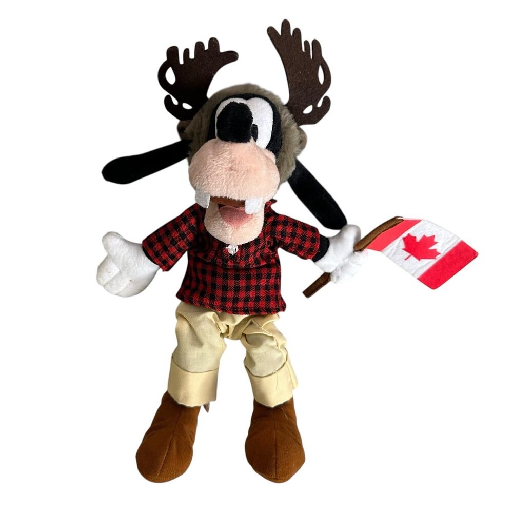 Goofy Walt Disney World￼Canadian Bean Bag Theme Park Deer Hat Plaid Shirt